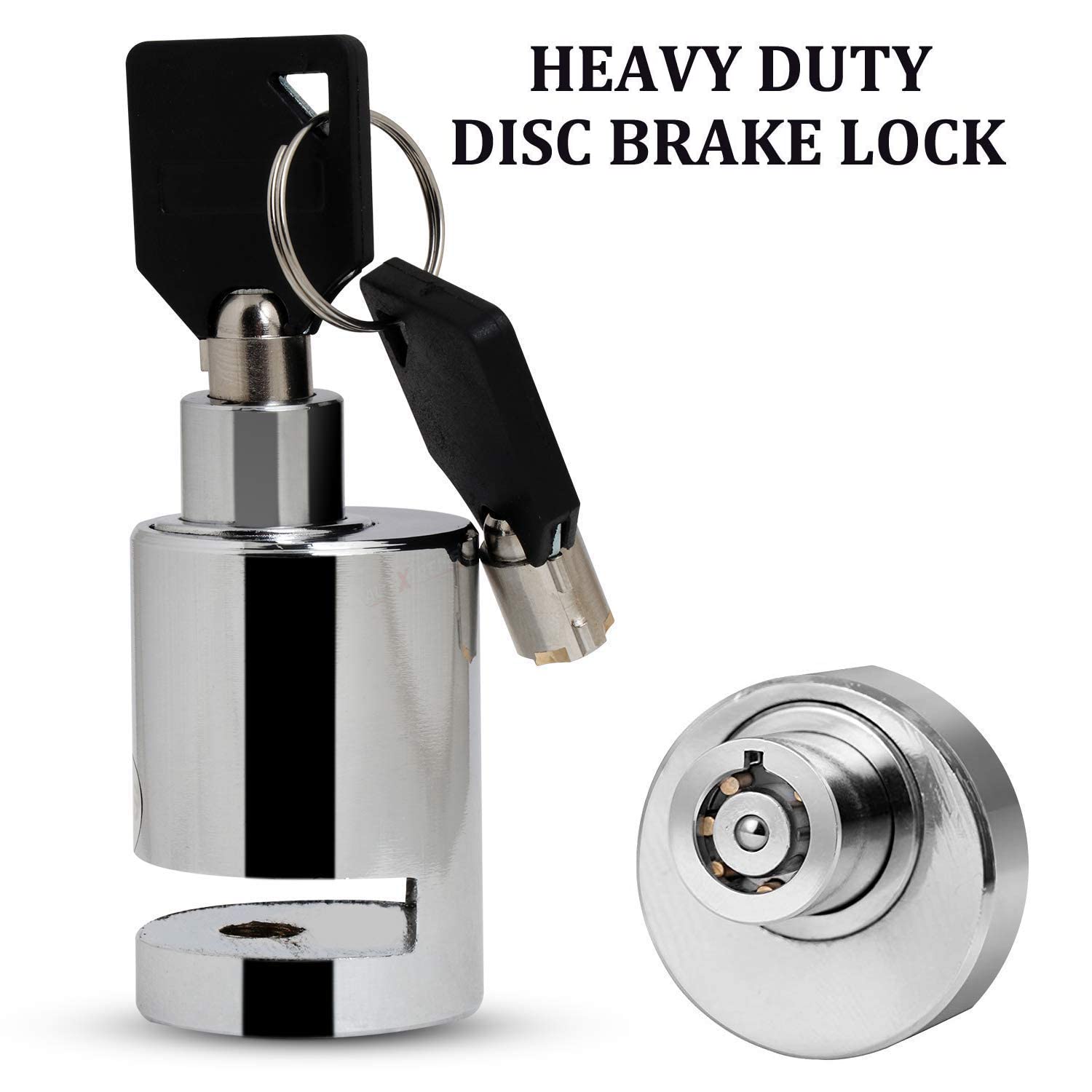 Anti Theft Heavy Duty Stainless Steel Wheel Disc Brake Lock for Bike/Motorcycle Security (Chrome Finish)