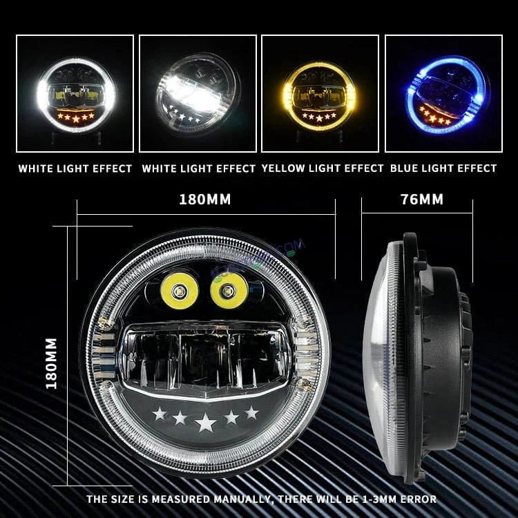 HJFG 7 INCH 5 STARS WHITE LED LIGHT
