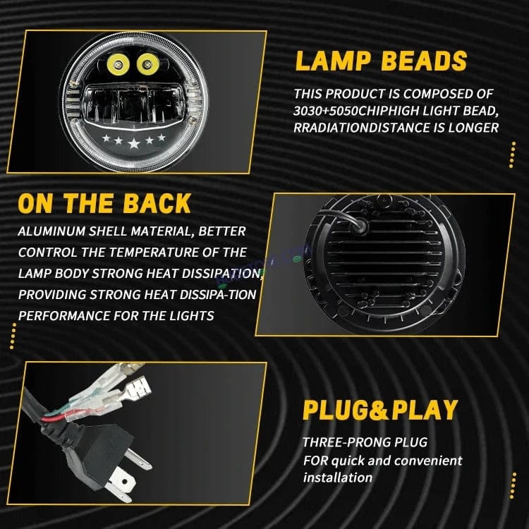 HJFG 7 INCH 5 STARS WHITE LED LIGHT