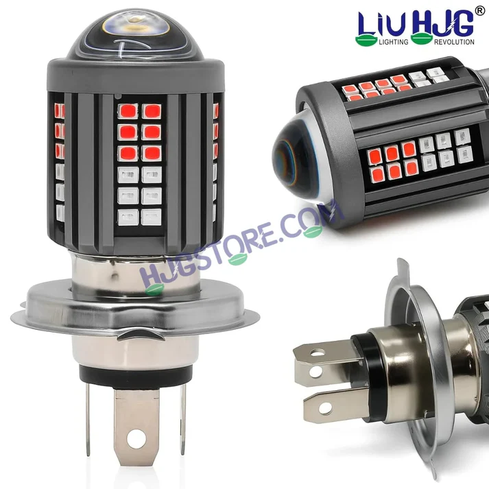 HJG H4 Lens 60 LED Red Blue Devil Lens New Model Red Blue White Yellow LED Headlight