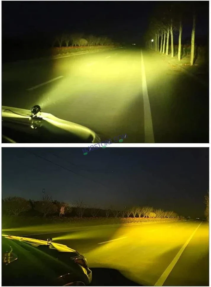 HJG Mini Drive LED Fog Light Bulb Lamp For Cars and Motorcycles Dual Color (White & Yellow) With Cooling Fan 2Pcs